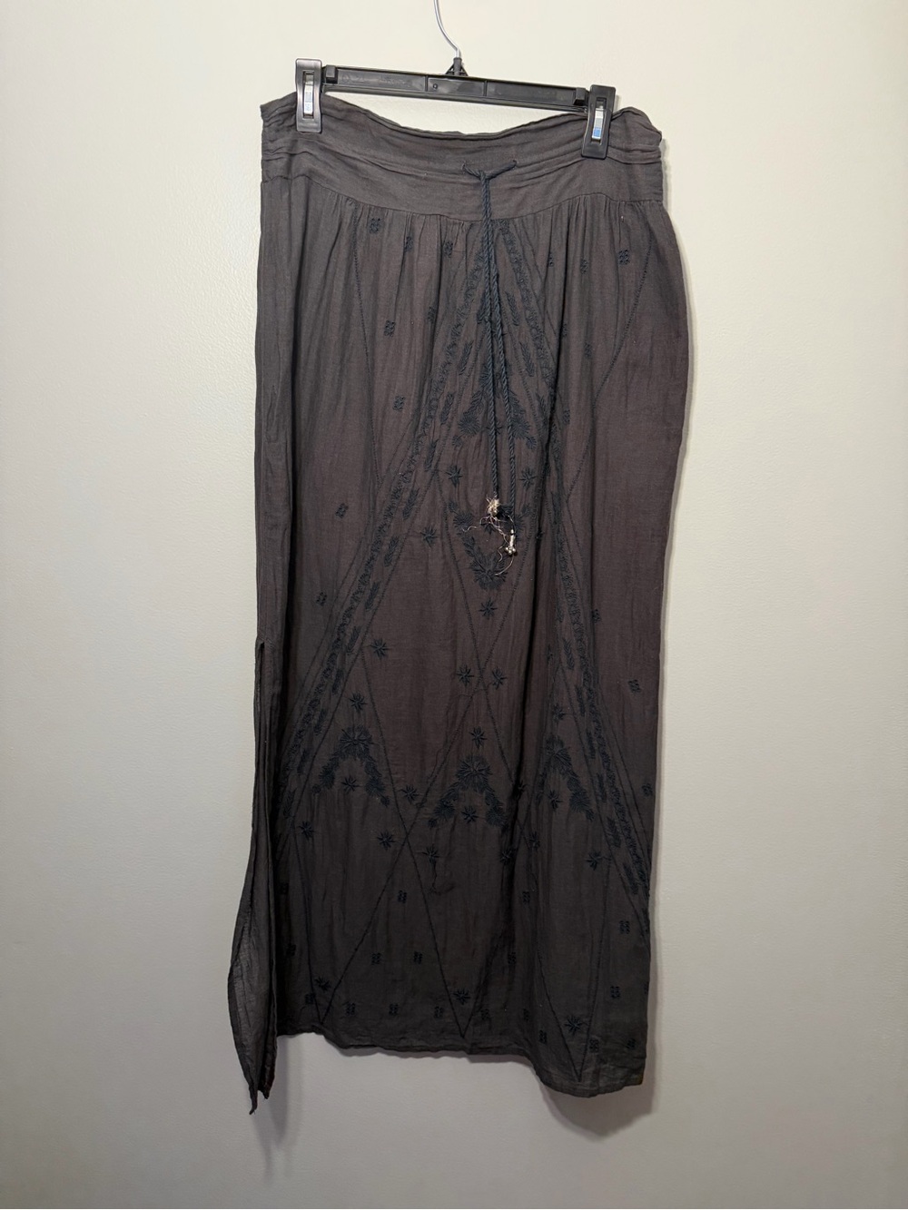 American Eagle Outfitters Charcoal Embroidered Maxi Skirt